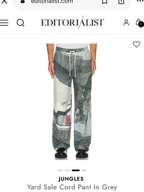 Jungles Yard Sale Corduroy Pants in Grey - Relaxed Drawstring Trousers